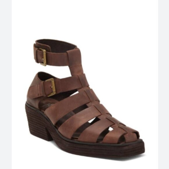 JEFFREY CAMPBELL Elective Fisherman Sandals Sz 9.5 Brown Crazy Horse Leather NEW - Picture 1 of 6